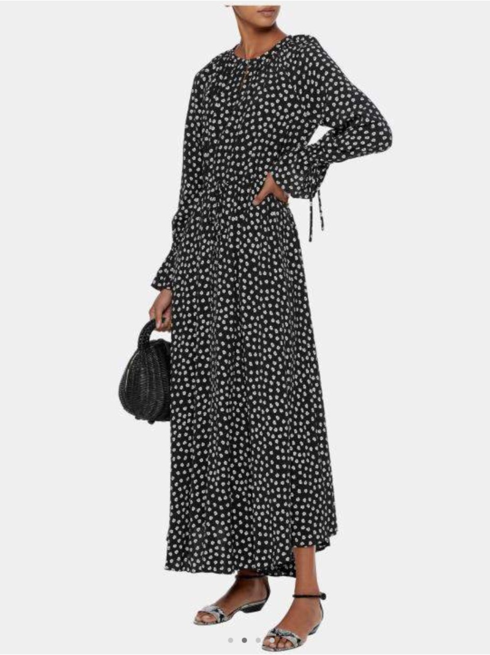 DVF Diane Von Furstenberg Micro Floral Print Maxi Dress XS